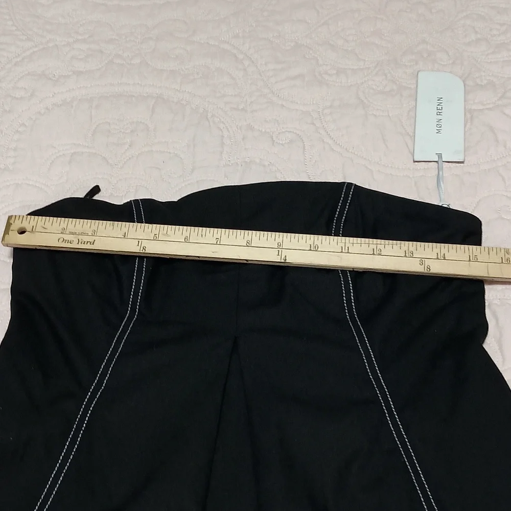 Mon Renn NWT Black Strapless A-Line Dress with Contrast Stitching - Picture 6 of 9